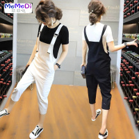 夏季洋气减龄套装背带裤女2020新款时尚韩版宽松牛仔连体裤小个子