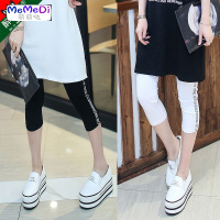 打底裤夏薄款外穿七分裤女莫代尔印花字母小脚弹力大码短裤女学生