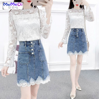 香风职业套装女2020夏季新款时尚气质女神范雪纺衫牛仔裙两件套