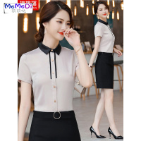 职业衬衫女短袖2020夏季新款套装工作服大学生白衬面试上套裙