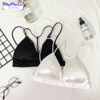 挂脖吊带内美背小心机上细肩带打底黑色绸缎裹胸抹胸文胸学生