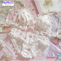 特价日系软妹萝莉可爱猫咪猫爪牛奶丝无钢圈三角杯文胸套装内