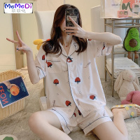 棉绸睡女夏季短袖短裤大学生清新甜美两件套装家居服人造棉