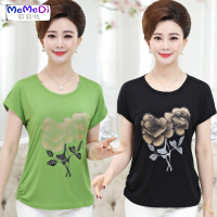 中老年夏女装短袖莫代棉T恤中年妈妈 棉衫宽松大码半袖汗衫