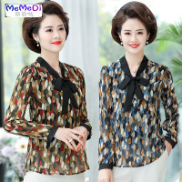 妈妈春装雪纺T恤2020新款中年女装长袖打底小衫夏季薄款洋气上