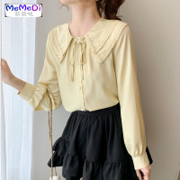 雪纺衬衫女春装2020年春季新款潮韩版洋气娃娃领上长袖宽松衬