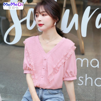 雪纺衬衫女装2020新款潮流气质上洋气时尚短袖春季仙气超仙女式