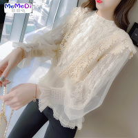 雪纺衬衫女装春季2020年新款蕾打底衫网纱上公主风衬洋气