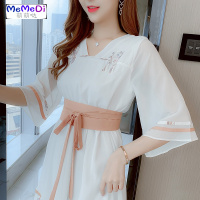 汉服中风雪纺连裙子女装夏装2020年新款夏季流行气质显瘦长裙