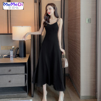 2020夏季韩版新款时尚复古港风吊带裙修身显瘦赫本连裙女潮