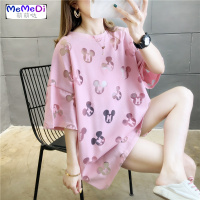 ins短袖T恤女夏韩版宽松大码女装中长款下失踪系奇上服潮