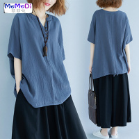 加大码女装夏季新款遮肚T恤胖妹妹减龄V领显瘦上宽松藏肉2020