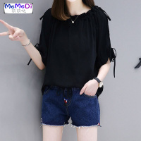 夏季新款加大码宽松雪纺纱T恤女装上胖mm短袖遮肚显瘦打底衫