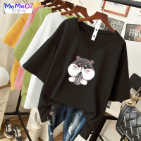 胖mm鸡心领T恤女夏装心机上宽松微胖女孩穿搭大码女装减龄显瘦