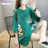胖妹妹大码女装夏装2020新款中长款短袖T恤女士韩版宽松遮肚上