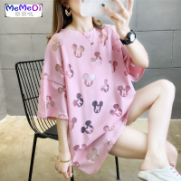 通奇ins短袖镂空T恤女2020夏新款韩版大码女装中长款宽松上