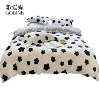 歌爱妮家纺2021复古山茶花田园风花卉牛奶绒四件套加厚保暖双面珊瑚绒床品抗静电