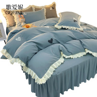 歌爱妮家纺2021小红书推荐四件套床裙款纯棉全棉床单被套公主风少女心刺绣夏