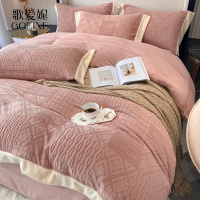 歌爱妮家纺2021冬季加厚牛奶绒四件套法兰绒珊瑚绒床单被套欧式床笠床上用品套件