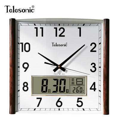 天王星(Telesonic) 挂钟客厅现代中式家用大气挂表时尚艺术复古时钟表创意书房挂表壁钟