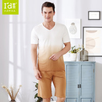 爱帝正品男士睡衣棉质V领时尚炫染渐变居家服可外穿家居服套装