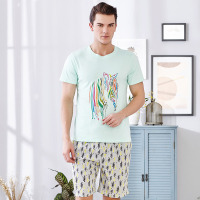 爱帝正品男士睡衣短袖短裤纯棉薄款夏季家居服套装大码男士可外穿