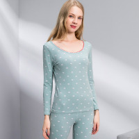 爱帝甜美时尚女式撞色印花圆领套睡衣秋衣家居服