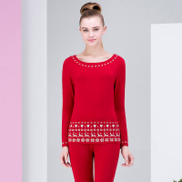 爱帝修身舒适女式亲子印花内衣套装秋衣睡衣家居服