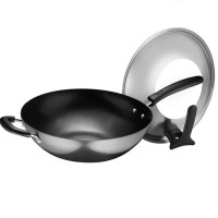 苏泊尔(SUPOR)炒锅铸铁真不锈无涂层炒菜锅铁锅炒勺平底炒锅 FC34Z9可立盖34cm