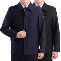 春秋薄款中老年人男士夹克外套商务男装宽松夹克衫爷爷装爸爸装外套