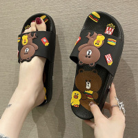 时尚软底凉拖鞋女夏季时尚外穿可爱卡通小熊防滑家居室内浴室洗澡拖鞋