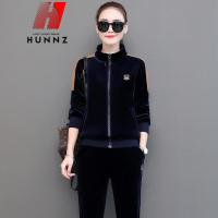 HUNNZ品牌卫衣两件套女冬装2019新款时尚洋气加厚金丝绒休闲运动服套装秋冬(保养1-5天发货)