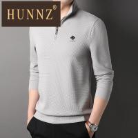 HUNNZ 高尔夫服装男装长袖T恤运动POLO衫2022秋冬新款半拉链立领高尔夫球衣