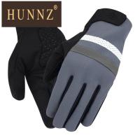 HUNNZ骑行手套冬季防风保暖自行车骑行装备触屏全指抓绒手套
