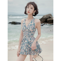 游泳衣女夏闪电客韩国ins风女士连体性感小胸温泉泳装