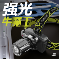 LED感应头灯闪电客头戴式强光可充电户外防水变焦超亮超长续航疝气矿灯