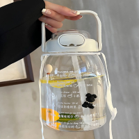 闪电客水杯女大容量高颜值带吸管大肚杯2000ml水壶水瓶吨桶吨杯子