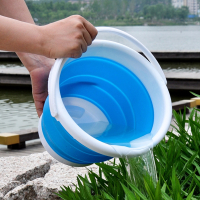 洗车水桶闪电客折叠水桶美术大号车载可收缩便携式户外汽车用硅胶钓鱼桶