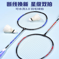 红双喜(DHS)羽毛球拍双拍耐用型儿童全碳素成人拍子单拍套装