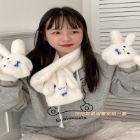 可爱手套闪电客冬季女生保暖防寒毛绒骑行加厚学生冬天围巾卡通围脖