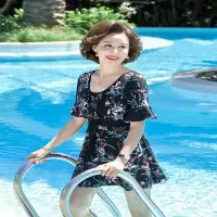 佑游妈妈泳衣女中老年人遮肉遮肚显瘦保守分体大码时尚泡温泉