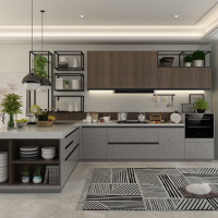 皮阿诺整体橱柜定制厨房石英石厨柜定做开放式经济型实木颗粒板定制预付金