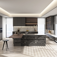 皮阿诺整体橱柜 定制厨房柜现代简约全屋装修石英石台面厨柜定做预付金