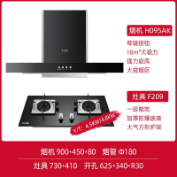 CHIGO志高抽吸油烟机燃气灶套餐欧式顶吸家用厨房自动清洗灶具猛火套装_H095AK+F209