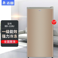 志高立式冰柜90180升家用小型抽屉式全冷冻冷柜母乳专用储奶冰箱_金色①①⑧升立式冷柜