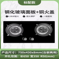 新飞燃气灶台式嵌入式煤气灶家用出租房液化天然气灶猛火双灶炉具_钢化玻璃面板铜火盖750x430x8mm.标配款二_天然气