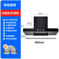 新飞油烟机家用大吸力厨房吸油烟机脱排小型中式顶吸租房抽油烟机_彩屏黑晶款46m³-AI语音声控自己T10新飞