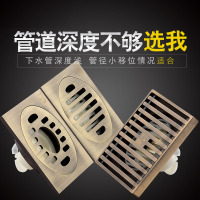 潜水艇地漏全铜仿古铜拉丝防臭地漏移位防臭虫芯40管下水地漏