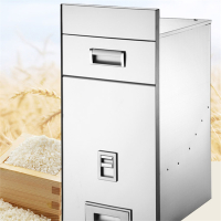 古达嵌入式米箱304不锈钢厨房橱柜米桶米柜拉篮家用自动