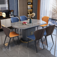古达岩板餐桌椅组合简约现代储物岛台餐桌一体伸缩折叠家用小户型圆桌